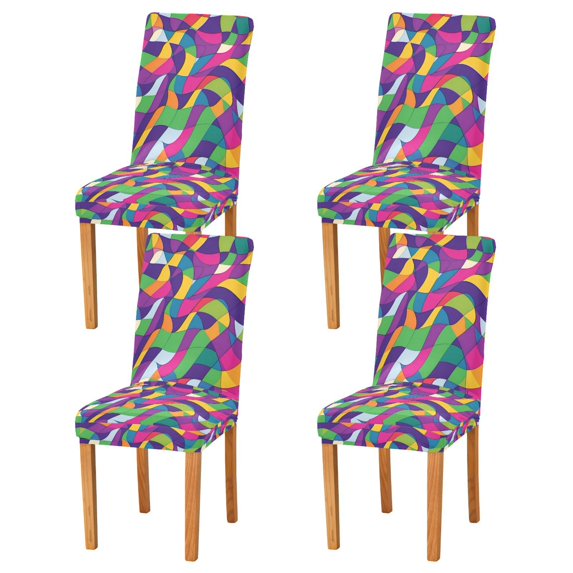 Yayeee 4 Pack Dining Chair Covers Stretch Parson Chairs Slipcovers Seat Protector, Colorful Plaid