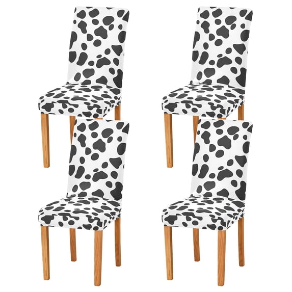 Yayeee 4 Pack Dining Chair Covers Stretch Parson Chairs Slipcovers Seat Protector, Cow Spots