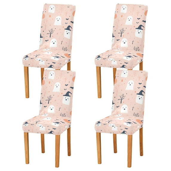 Yayeee 4 Pack Dining Chair Covers Stretch Parson Chairs Slipcovers Seat Protector, Cute Cartoon Halloween
