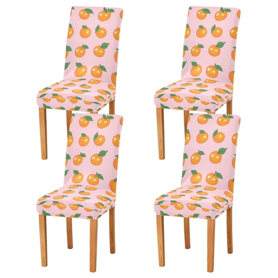 Yayeee 4 Pack Dining Chair Covers Stretch Parson Chairs Slipcovers Seat Protector, Cute Oranges