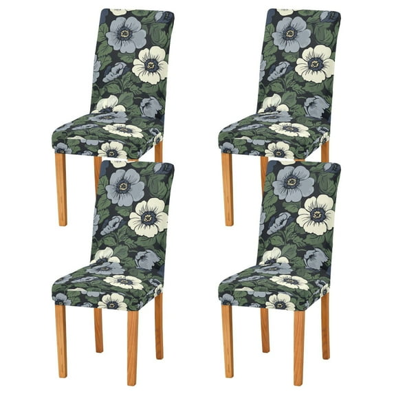Yayeee 4 Pack Dining Chair Covers Stretch Parson Chairs Slipcovers Seat Protector, Dark Floral