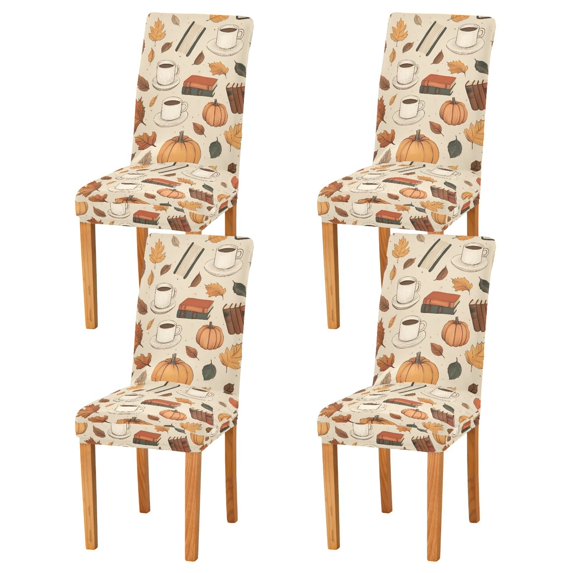 Yayeee 4 Pack Dining Chair Covers Stretch Parson Chairs Slipcovers Seat Protector, Fall Book