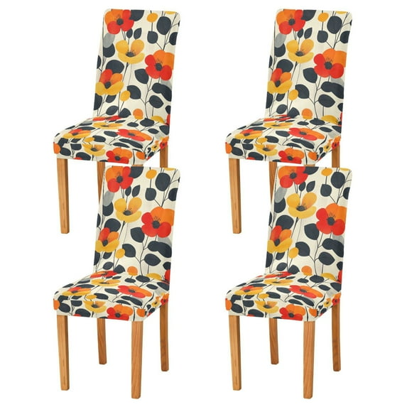 Yayeee 4 Pack Dining Chair Covers Stretch Parson Chairs Slipcovers Seat Protector, Floral Pattern