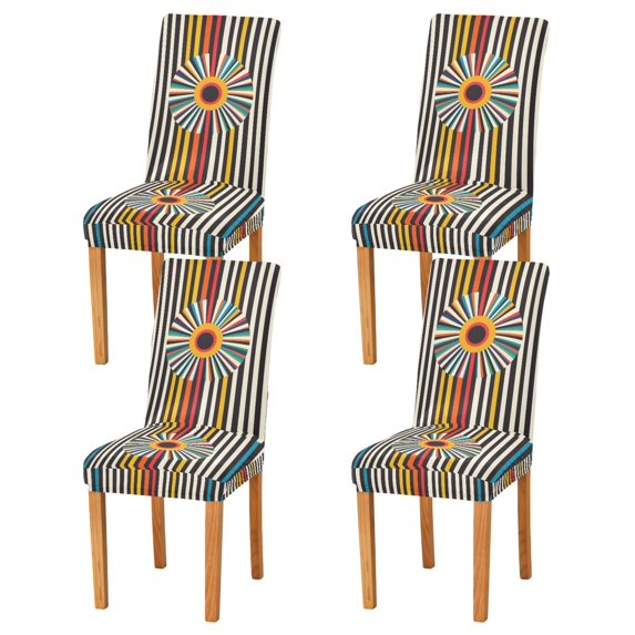 Yayeee 4 Pack Dining Chair Covers Stretch Parson Chairs Slipcovers Seat Protector, Geometric Stripes