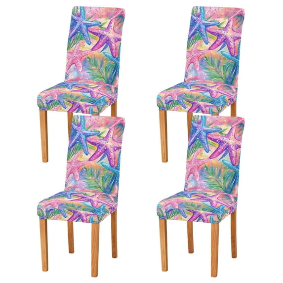 Yayeee 4 Pack Dining Chair Covers Stretch Parson Chairs Slipcovers Seat Protector, Gradient Starfish Pattern