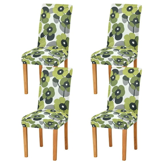 Yayeee 4 Pack Dining Chair Covers Stretch Parson Chairs Slipcovers Seat Protector, Gray Floral
