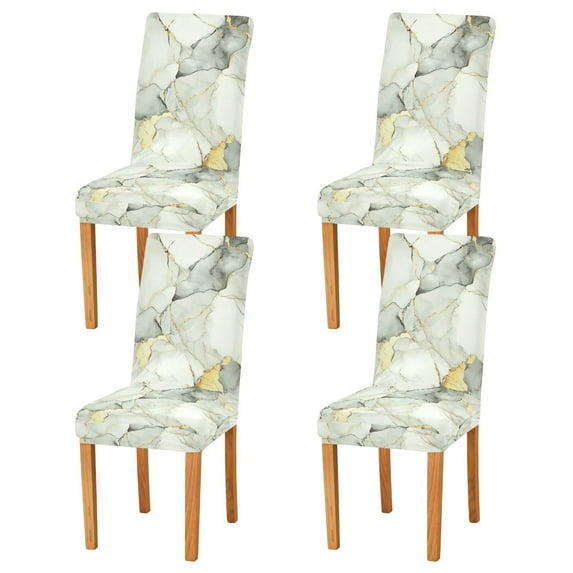 Yayeee 4 Pack Dining Chair Covers Stretch Parson Chairs Slipcovers Seat Protector, Gray Marble Pattern