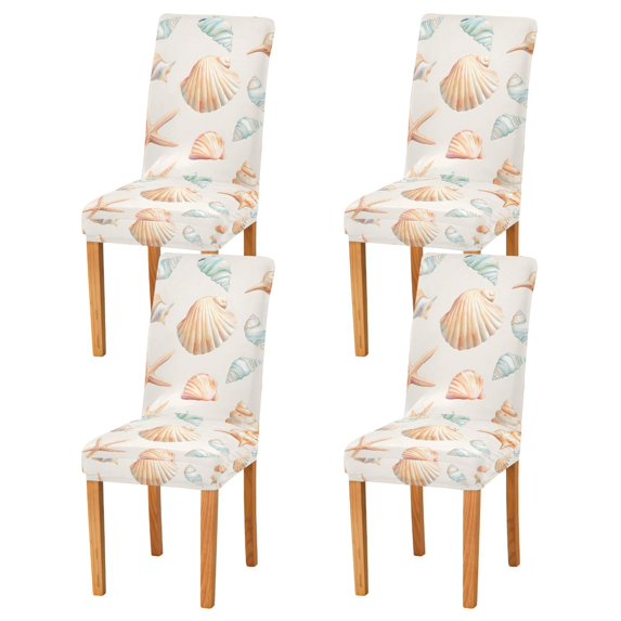 Yayeee 4 Pack Dining Chair Covers Stretch Parson Chairs Slipcovers Seat Protector, Gray Seashell