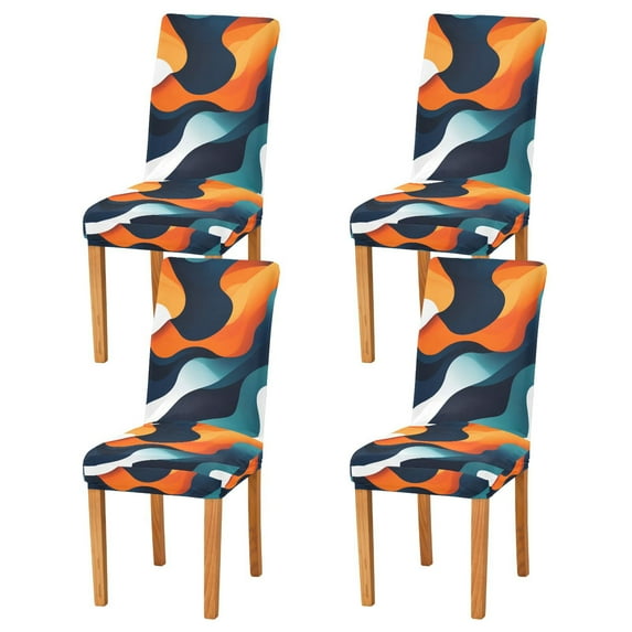 Yayeee 4 Pack Dining Chair Covers Stretch Parson Chairs Slipcovers Seat Protector, Green Abstract Wavy