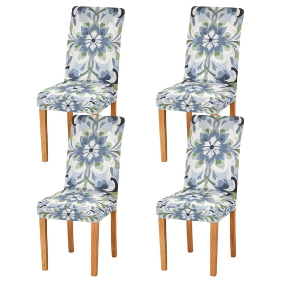 Yayeee 4 Pack Dining Chair Covers Stretch Parson Chairs Slipcovers Seat Protector, Green Floral
