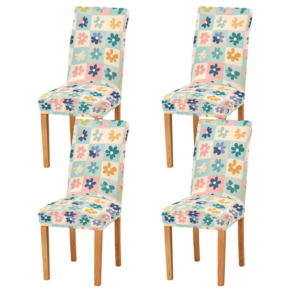 Yayeee 4 Pack Dining Chair Covers Stretch Parson Chairs Slipcovers Seat Protector, Green Floral