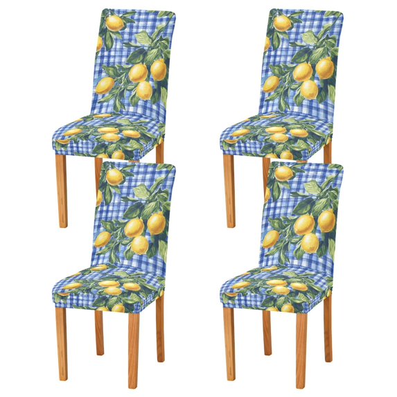 Yayeee 4 Pack Dining Chair Covers Stretch Parson Chairs Slipcovers Seat Protector, Green Lemon Plaid