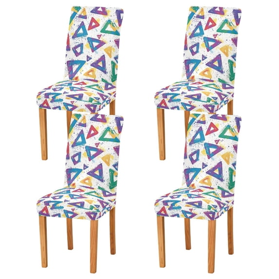 Yayeee 4 Pack Dining Chair Covers Stretch Parson Chairs Slipcovers Seat Protector, Green Simple Triangles