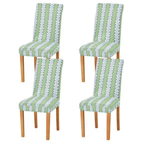 Yayeee 4 Pack Dining Chair Covers Stretch Parson Chairs Slipcovers Seat Protector, Green Stripe Pattern