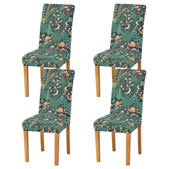 Yayeee 4 Pack Dining Chair Covers Stretch Parson Chairs Slipcovers Seat Protector, Green Vibrant Forest Pattern