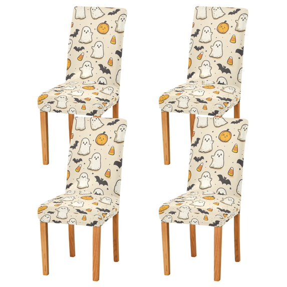 Yayeee 4 Pack Dining Chair Covers Stretch Parson Chairs Slipcovers Seat Protector, Halloween Cute Ghosts