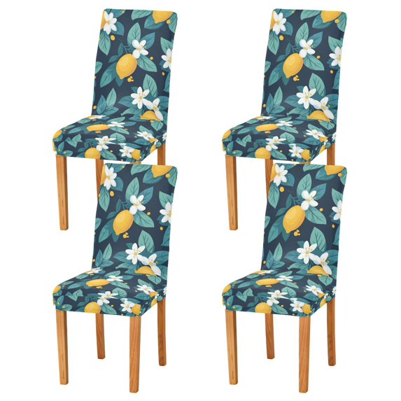 Yayeee 4 Pack Dining Chair Covers Stretch Parson Chairs Slipcovers Seat Protector, Lemon Leaves