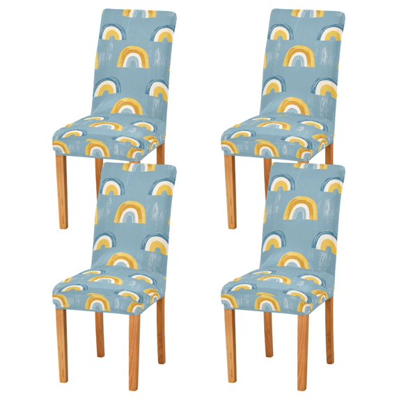Yayeee 4 Pack Dining Chair Covers Stretch Parson Chairs Slipcovers Seat Protector, Light Blue Rainbow