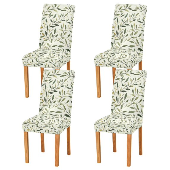 Yayeee 4 Pack Dining Chair Covers Stretch Parson Chairs Slipcovers Seat Protector, Lush Greenery
