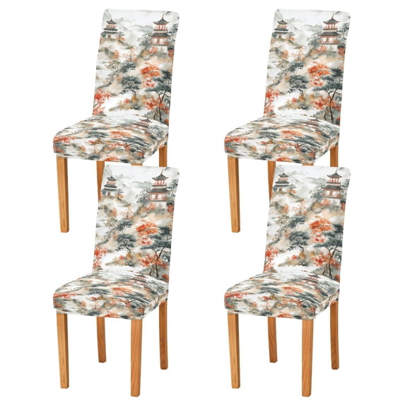 Yayeee 4 Pack Dining Chair Covers Stretch Parson Chairs Slipcovers Seat Protector, Mountain Pattern