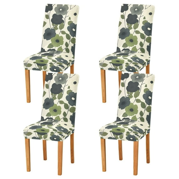Yayeee 4 Pack Dining Chair Covers Stretch Parson Chairs Slipcovers Seat Protector, Navy Flower