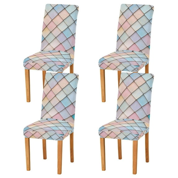Yayeee 4 Pack Dining Chair Covers Stretch Parson Chairs Slipcovers Seat Protector, Orange Art Pattern