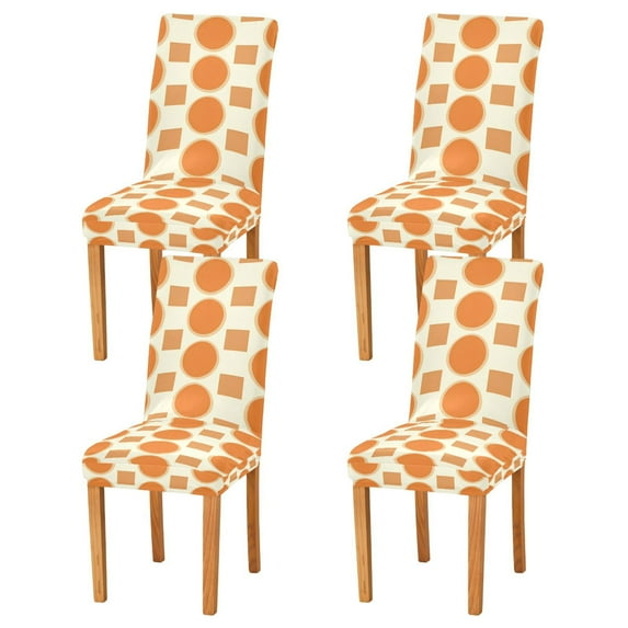 Yayeee 4 Pack Dining Chair Covers Stretch Parson Chairs Slipcovers Seat Protector, Orange Geometric Pattern