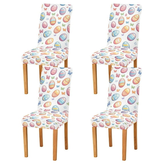 Yayeee 4 Pack Dining Chair Covers Stretch Parson Chairs Slipcovers Seat Protector, Pastel Easter Pattern