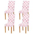 thumbnail image 1 of Yayeee 4 Pack Dining Chair Covers Stretch Parson Chairs Slipcovers Seat Protector, Pink Checkered Heart, 1 of 6