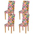 thumbnail image 1 of Yayeee 4 Pack Dining Chair Covers Stretch Parson Chairs Slipcovers Seat Protector, Pink Floral Blooms, 1 of 6