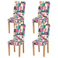 thumbnail image 1 of Yayeee 4 Pack Dining Chair Covers Stretch Parson Chairs Slipcovers Seat Protector, Pink Geometric, 1 of 6