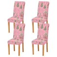 thumbnail image 1 of Yayeee 4 Pack Dining Chair Covers Stretch Parson Chairs Slipcovers Seat Protector, Pink Gingerbread House, 1 of 6