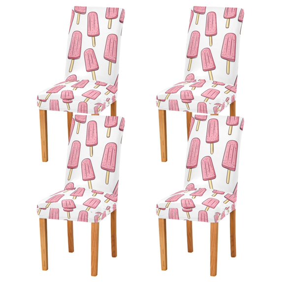 Yayeee 4 Pack Dining Chair Covers Stretch Parson Chairs Slipcovers Seat Protector, Pink Ice Cream