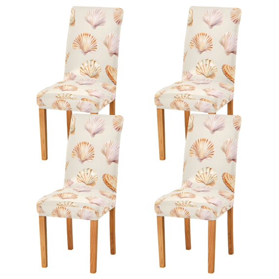 Yayeee 4 Pack Dining Chair Covers Stretch Parson Chairs Slipcovers Seat Protector, Pink Seashell