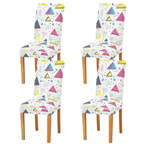Yayeee 4 Pack Dining Chair Covers Stretch Parson Chairs Slipcovers Seat Protector, Pink Simple Shapes
