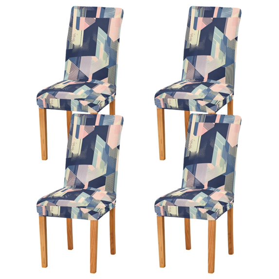 Yayeee 4 Pack Dining Chair Covers Stretch Parson Chairs Slipcovers Seat Protector, Pink Stripes