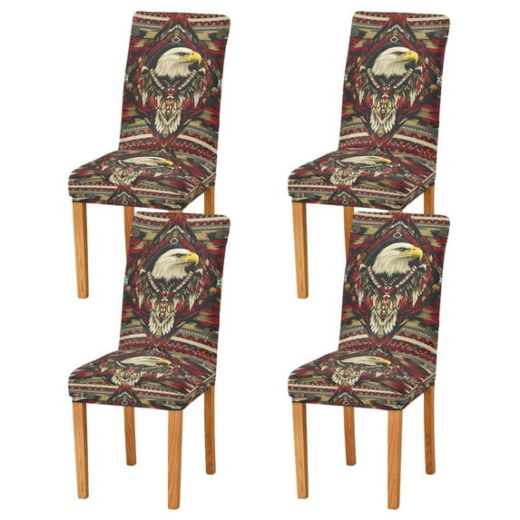 Yayeee 4 Pack Dining Chair Covers Stretch Parson Chairs Slipcovers Seat Protector, Red Abstract Eagle