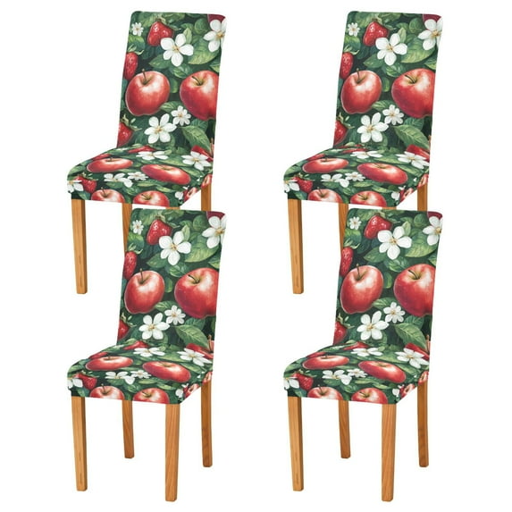 Yayeee 4 Pack Dining Chair Covers Stretch Parson Chairs Slipcovers Seat Protector, Red Apple Pattern