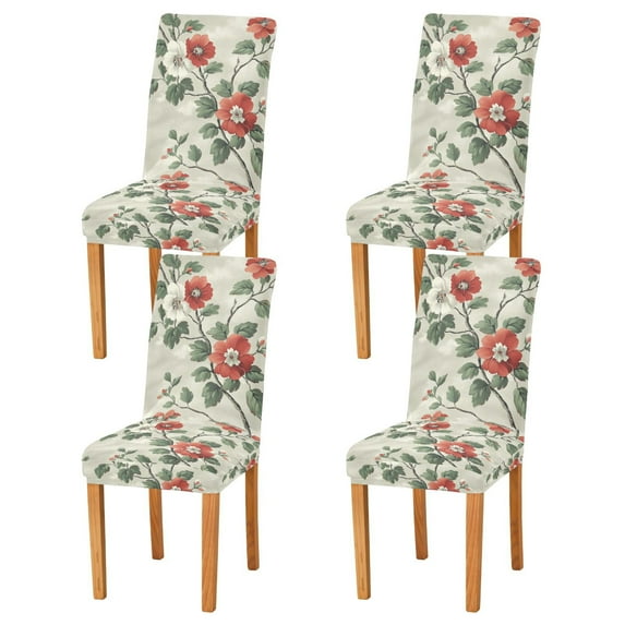 Yayeee 4 Pack Dining Chair Covers Stretch Parson Chairs Slipcovers Seat Protector, Red Floral Pattern