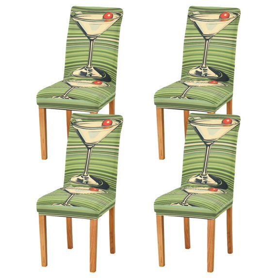Yayeee 4 Pack Dining Chair Covers Stretch Parson Chairs Slipcovers Seat Protector, Red Martini