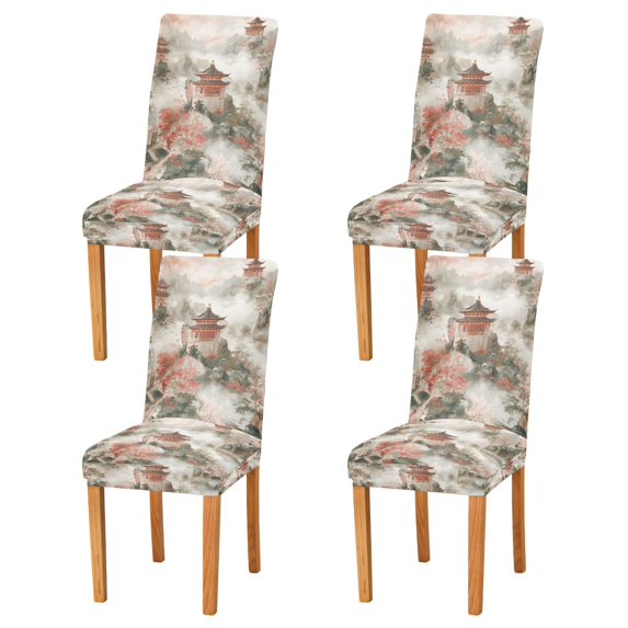 Yayeee 4 Pack Dining Chair Covers Stretch Parson Chairs Slipcovers Seat Protector, Red Mountain Pattern