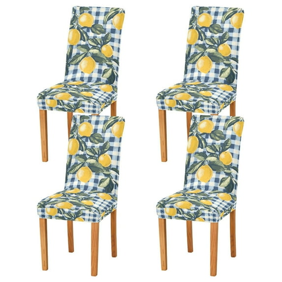 Yayeee 4 Pack Dining Chair Covers Stretch Parson Chairs Slipcovers Seat Protector, Retro Beige Lemon
