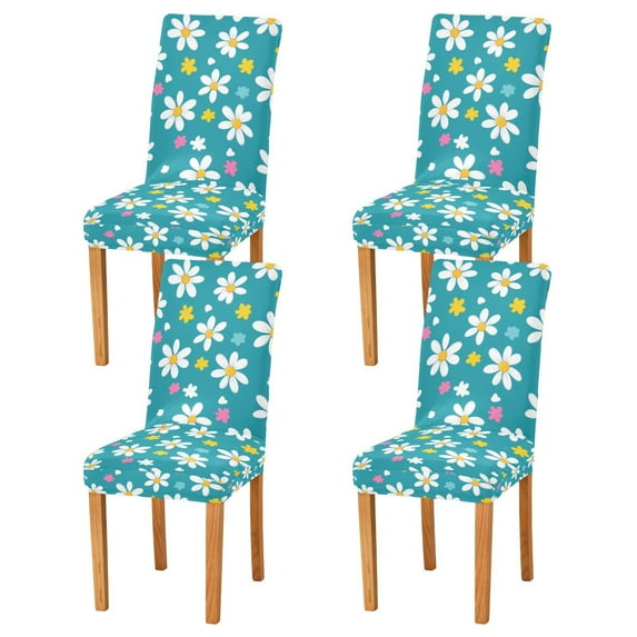 Yayeee 4 Pack Dining Chair Covers Stretch Parson Chairs Slipcovers Seat Protector, Small Daisy
