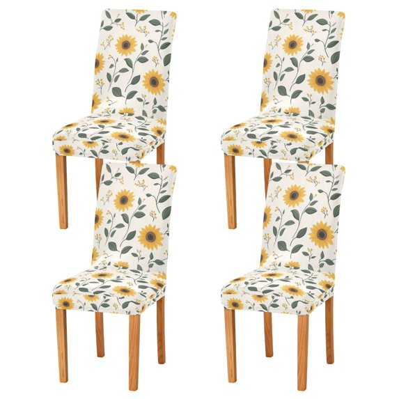 Yayeee 4 Pack Dining Chair Covers Stretch Parson Chairs Slipcovers Seat Protector, Sunflower Pattern