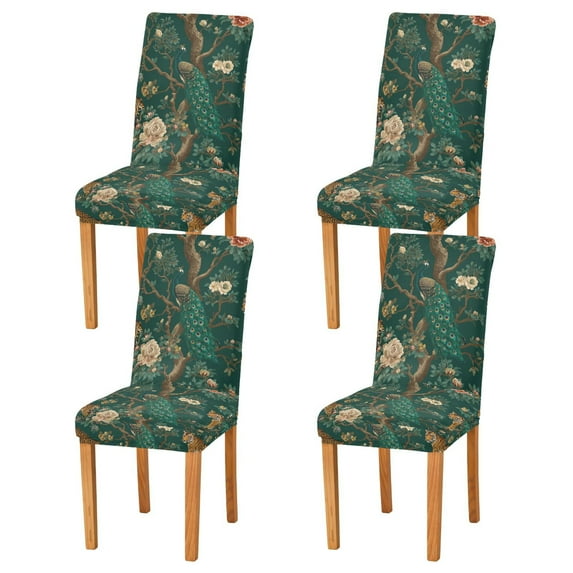 Yayeee 4 Pack Dining Chair Covers Stretch Parson Chairs Slipcovers Seat Protector, Tiger and Peacock Pattern