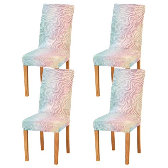 Yayeee 4 Pack Dining Chair Covers Stretch Parson Chairs Slipcovers Seat Protector, Wavy Striped