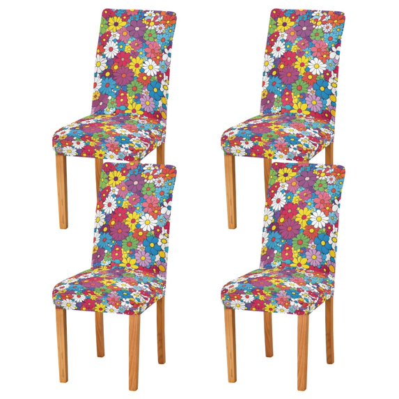 Yayeee 4 Pack Dining Chair Covers Stretch Parson Chairs Slipcovers Seat Protector, Whimsical Floral