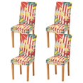 thumbnail image 1 of Yayeee 4 Pack Dining Chair Covers Stretch Parson Chairs Slipcovers Seat Protector, White Striped Lemon, 1 of 6