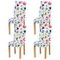 thumbnail image 1 of Yayeee 4 Pack Dining Chair Covers Stretch Parson Chairs Slipcovers Seat Protector, Yellow Retro Shapes, 1 of 6