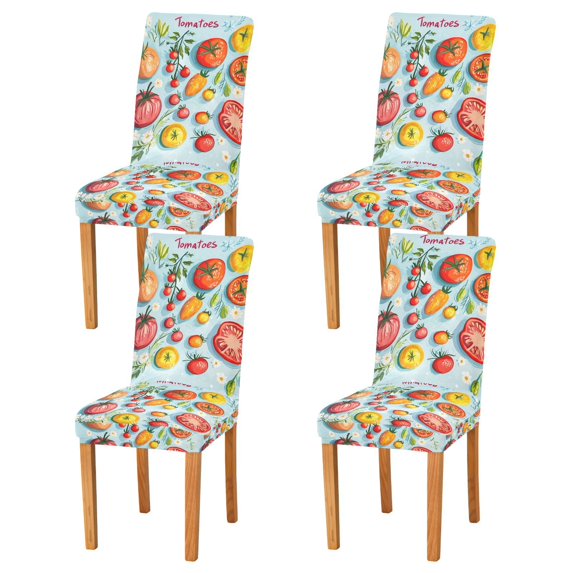 Yayeee 4 Pack Dining Chair Covers Stretch Parson Chairs Slipcovers Seat Protector, Yellow Tomatoes